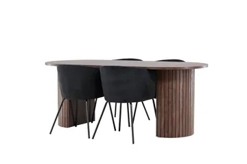 Härön Matgrupp 200 cm Oval med 4 Berit stolar - Mocca/Svart - Products - Möbler - Bord & matgrupp - Matgrupp
