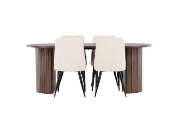 Härön Matgrupp 200 cm Oval med 4 Leone stolar - Mocca/Beige - Products - Möbler - Bord & matgrupp - Matgrupp