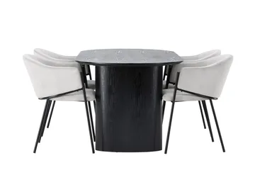 Isolde Matgrupp 180 cm Oval med 4 Evelina stolar - Svart - Products - Möbler - Bord & matgrupp - Matgrupp