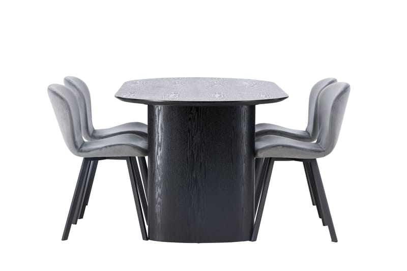 Isolde Matgrupp 180 cm Oval med 4 Lilja stolar - Svart - Products - Möbler - Bord & matgrupp - Matgrupp