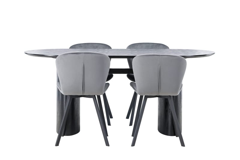 Isolde Matgrupp 180 cm Oval med 4 Lilja stolar - Svart - Products - Möbler - Bord & matgrupp - Matgrupp