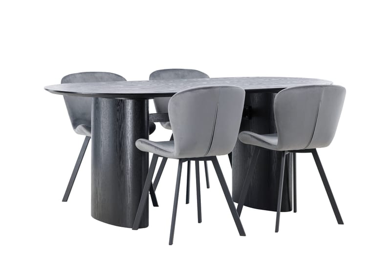 Isolde Matgrupp 180 cm Oval med 4 Lilja stolar - Svart - Products - Möbler - Bord & matgrupp - Matgrupp