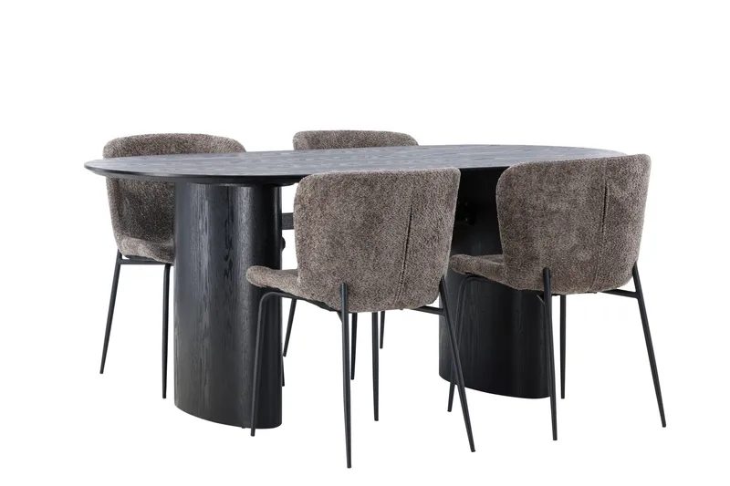 Isolde Matgrupp 180 cm Oval med 4 Modesto stolar - Svart - Products - Möbler - Bord & matgrupp - Matgrupp