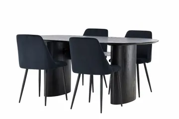 Isolde Matgrupp 180 cm Oval med 4 Night stolar - Svart - Products - Möbler - Bord & matgrupp - Matgrupp