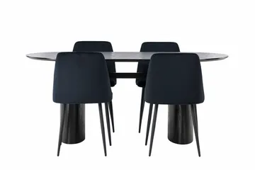 Isolde Matgrupp 180 cm Oval med 4 Night stolar - Svart - Products - Möbler - Bord & matgrupp - Matgrupp