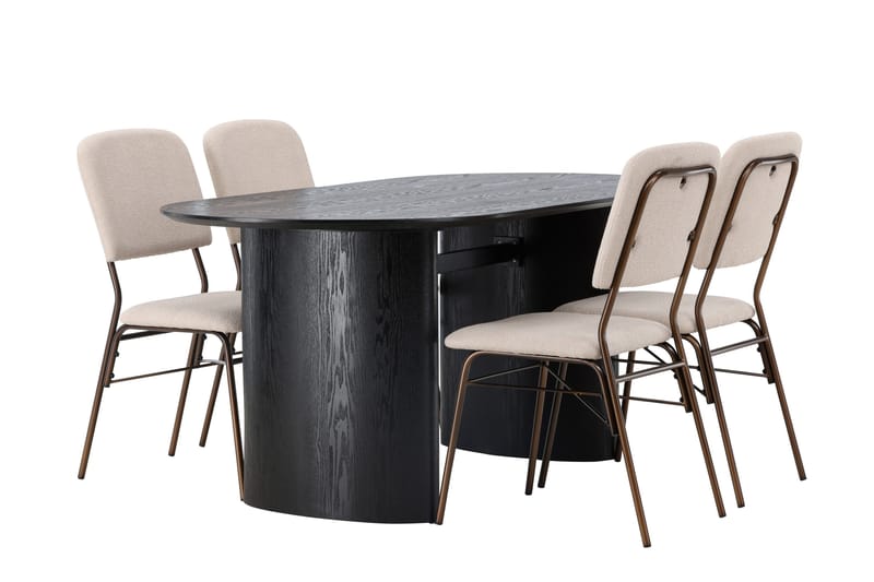 Isolde Matgrupp 180 cm Oval med 4 Seda stolar - Beige - Products - Möbler - Bord & matgrupp - Matgrupp
