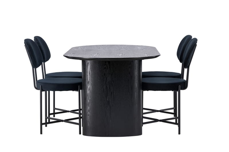 Isolde Matgrupp 180 cm Oval med 4 Stella stolar - Svart - Products - Möbler - Bord & matgrupp - Matgrupp