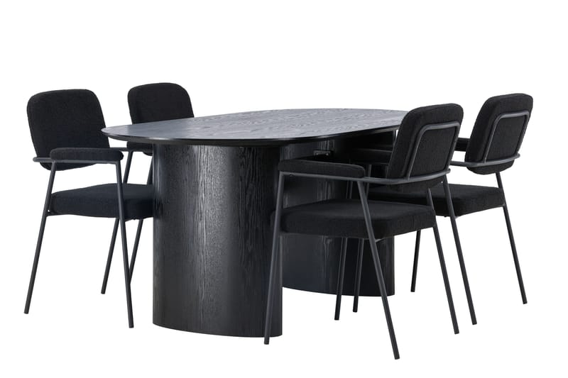 Isolde Matgrupp 180 cm Oval med 4 Yesterday stolar - Svart - Products - Möbler - Bord & matgrupp - Matgrupp