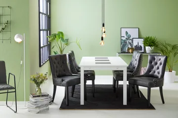 Jasmin Matgrupp med 6 Tuva Fåtölj - Vit/Svart PU - Products - Möbler - Bord & matgrupp - Matgrupp