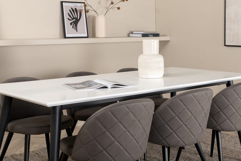 Jimmy Matgrupp 195 cm Rektangulär med 6 Velvet stolar - Svart - Products - Möbler - Bord & matgrupp - Matgrupp