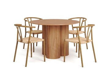 Juno Matgrupp runt 110 cm Ek med 4 Elysia Matstolar - Products - Möbler - Bord & matgrupp - Matgrupp