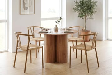 Juno Matgrupp runt 110 cm Ek med 4 Elysia Matstolar - Products - Möbler - Bord & matgrupp - Matgrupp