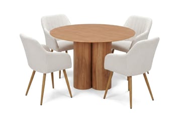 Juno Matgrupp runt 110 cm Ek med 4 Filippa Matstolar - Ek - Products - Möbler - Bord & matgrupp - Matgrupp