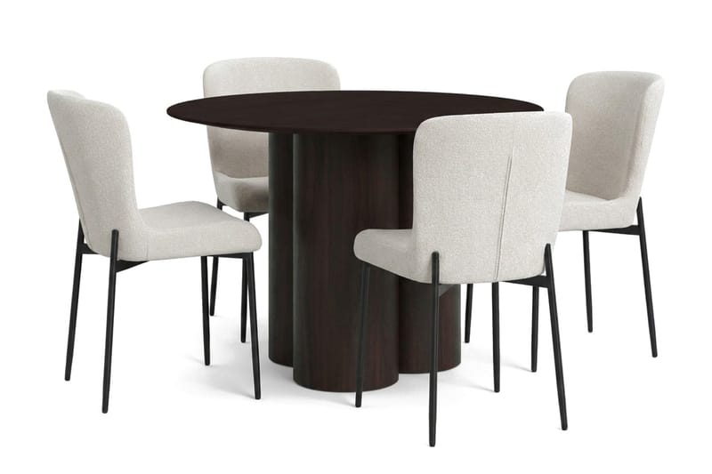 Juno Matgrupp runt 110 cm Rökt Ek med 4 Elsie Matstolar - Rökt ek/Vit - Products - Möbler - Bord & matgrupp - Matgrupp