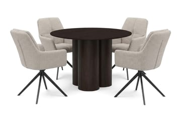 Juno Matgrupp runt 110 cm Rökt Ek med 4 Torsby Matstolar - Rökt ek - Products - Möbler - Bord & matgrupp - Matgrupp