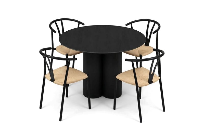 Juno Matgrupp runt 110 cm Svart med 4 Elysia Matstolar - Products - Möbler - Bord & matgrupp - Matgrupp