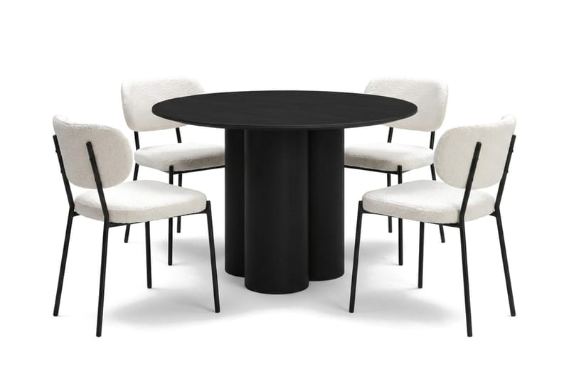Juno Matgrupp runt 110 cm Svart med 4 Gemmiano Matstolar - Svart - Products - Möbler - Bord & matgrupp - Matgrupp