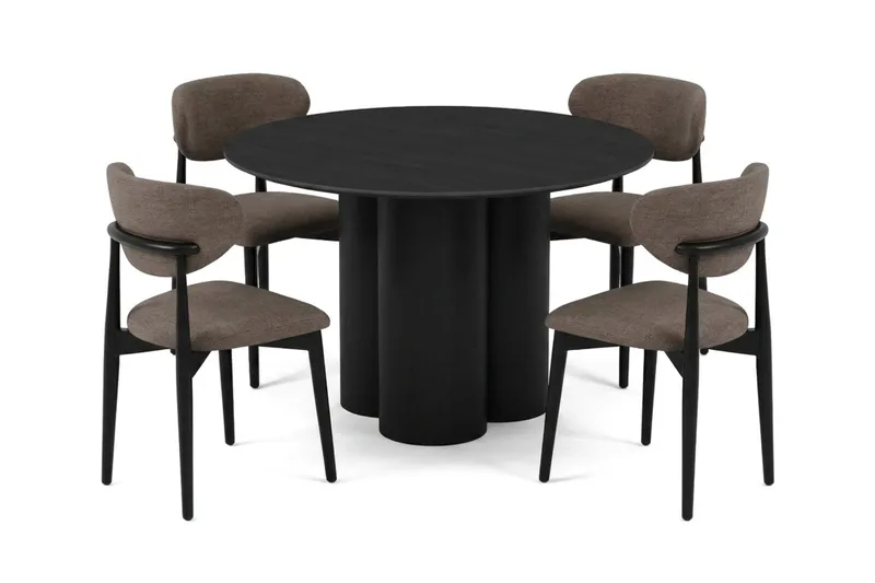 Juno Matgrupp runt 110 cm Svart med 4 Molly Matstolar - Svart - Products - Möbler - Bord & matgrupp - Matgrupp