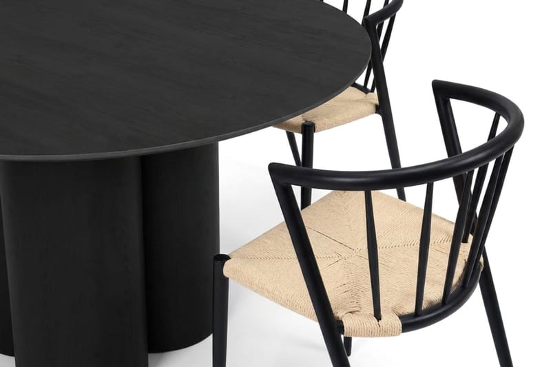 Juno Matgrupp runt 110 cm Svart med 4 Winston Matstolar - Svart - Products - Möbler - Bord & matgrupp - Matgrupp