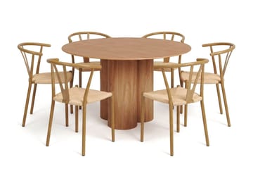 Juno Matgrupp runt 130 cm Ek med 6 Elysia Matstolar - Products - Möbler - Bord & matgrupp - Matgrupp