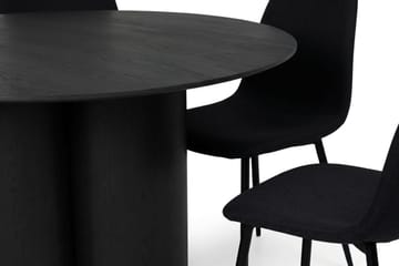 Juno Matgrupp runt 130 cm Svart med 6 Nibe Matstolar - Svart - Products - Möbler - Bord & matgrupp - Matgrupp