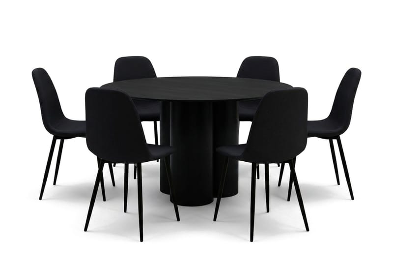Juno Matgrupp runt 130 cm Svart med 6 Nibe Matstolar - Svart - Products - Möbler - Bord & matgrupp - Matgrupp