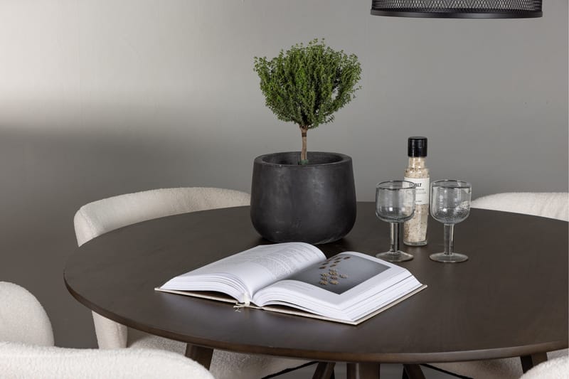Kaseidon Matgrupp 100 cm Rund med 4 Edina Stolar - Mörkbrun - Products - Möbler - Bord & matgrupp - Matgrupp