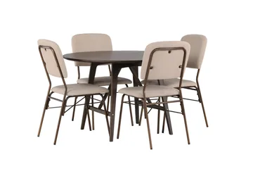 Kaseidon Matgrupp 100 cm Rund med 4 Seda stolar - Beige - Products - Möbler - Bord & matgrupp - Matgrupp