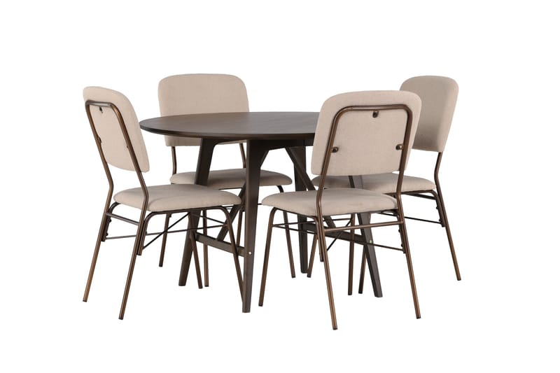 Kaseidon Matgrupp 100 cm Rund med 4 Seda stolar - Beige - Products - Möbler - Bord & matgrupp - Matgrupp