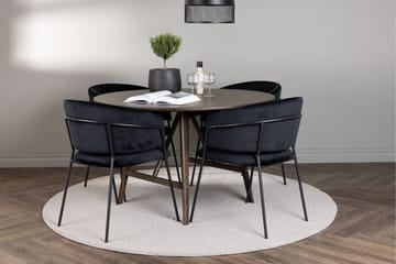 Kaseidon Matgrupp 100 cm Rund med 4 Selma Stolar - Mörkbrun - Products - Möbler - Bord & matgrupp - Matgrupp