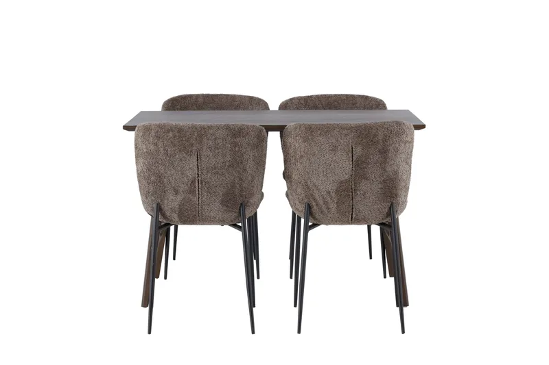 Kaseidon Matgrupp 120 cm Rektangulär med 4 Modesto stolar, Mörkbrun