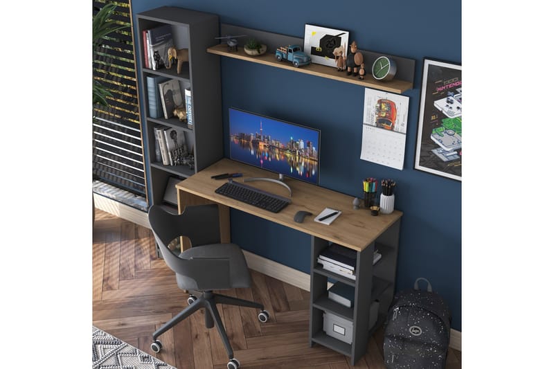 Eireann Skrivbord 45x160 cm - Valnöt/Antracit - Products - Möbler - Bord & matgrupp - Kontorsbord - Datorbord