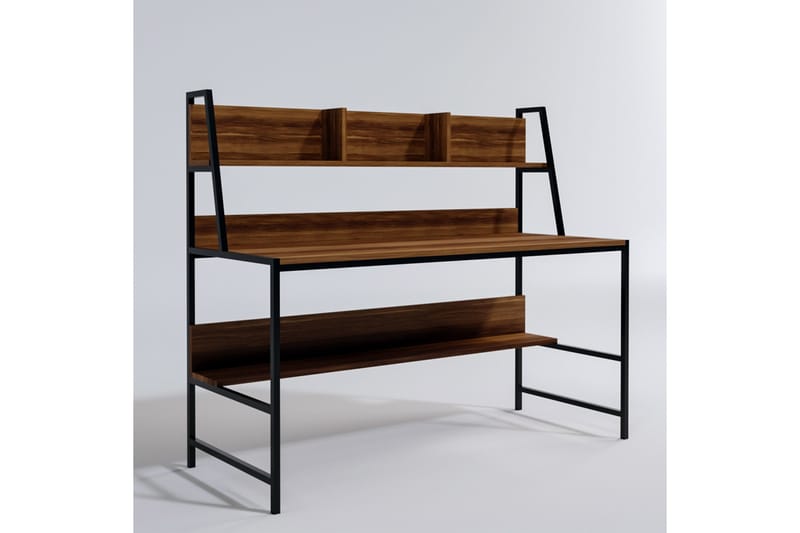 Faydali Skrivbord 140 cm med Förvaring Hyllor - Mörkbrun/Svart - Products - Möbler - Bord & matgrupp - Kontorsbord - Datorbord