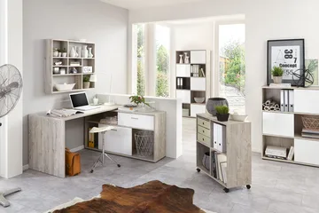 Mamoru Hörnskrivbord Sandek/Vit - Beige|Vit - Products - Möbler - Bord & matgrupp - Kontorsbord - Skrivbord - Hörnskrivbord