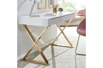 Willowdale Skrivbord 118 cm med Förvaring 2 Lådor - Vit/Guld - Products - Möbler - Bord & matgrupp - Kontorsbord - Datorbord