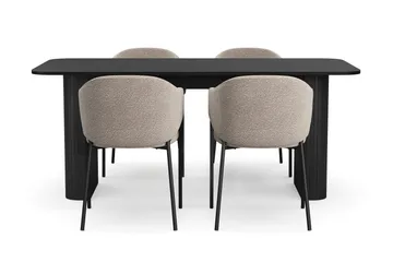 Kopparbo Matbord 180-240 cm Förlängningsbart med 4 Filip Matstolar - Svart / Taupe Bouclé - Products - Möbler - Bord & matgrupp - Matgrupp