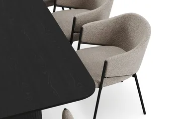 Kopparbo Matbord 200-260 cm Förlängningsbart med 8 Filip Matstolar - Svart / Taupe Bouclé - Products - Möbler - Bord & matgrupp - Matgrupp