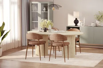 Kopparbo Matbord Travetin utseende med 4 st Jairam Matstolar - Beige - Products - Möbler - Bord & matgrupp - Matgrupp