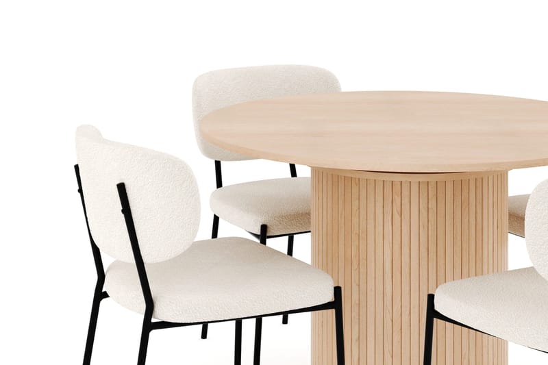 Kopparbo Matgrupp 106 cm Rund Förlängningsbart med 4 Gemmiano Matstolar - Whitewash - Products - Möbler - Bord & matgrupp - Matgrupp
