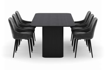 Kopparbo Matgrupp 200-206cm med 6 Alsarp Matstolar - Svart - Products - Möbler - Bord & matgrupp - Matgrupp