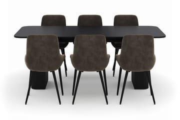 Kopparbo Matgrupp 200-206cm med 6 Alsarp Matstolar - Svart - Products - Möbler - Bord & matgrupp - Matgrupp