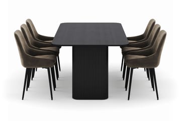 Kopparbo Matgrupp 200-206cm med 6 Alsarp Matstolar - Svart - Products - Möbler - Bord & matgrupp - Matgrupp