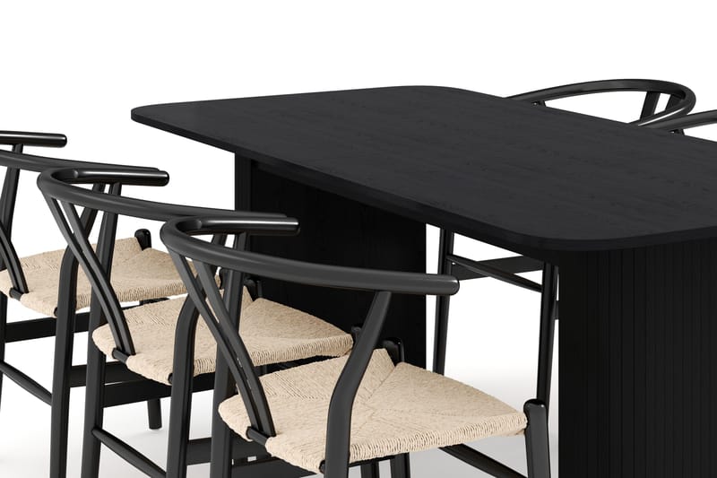 Kopparbo Matgrupp förlängningsbart 180-240 cm med 6 Dastoori Matstol - 2220067-6,2229285-1 - Svart - Products - Möbler - Bord & matgrupp - Matgrupp