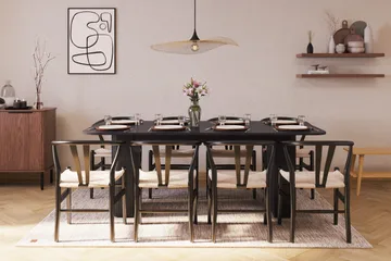 Kopparbo Matgrupp förlängningsbart 200-260 cm med 8 Dastoori Matstol - 2220067-8,2229312-1 - Svart - Products - Möbler - Bord & matgrupp - Matgrupp