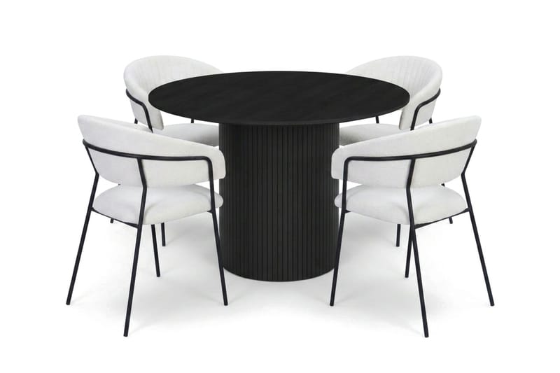Kopparbo Matgrupp runt 110 cm Svart med 4 Karol Matstolar - Svart - Products - Möbler - Bord & matgrupp - Matgrupp