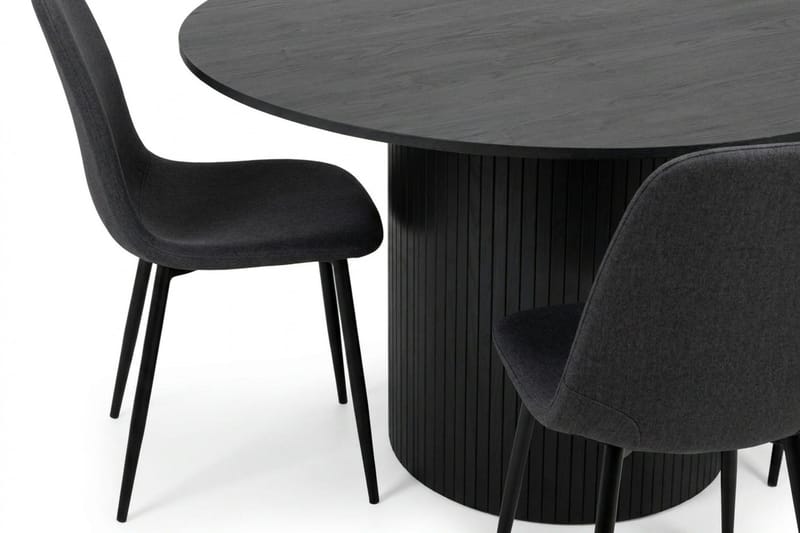 Kopparbo Matgrupp runt 110 cm Svart med 4 Nibe Matstolar - Svart - Products - Möbler - Bord & matgrupp - Matgrupp