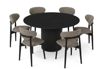 Kopparbo Matgrupp runt 130 cm Svart med 6 Molly Matstolar - Svart - Products - Möbler - Bord & matgrupp - Matgrupp