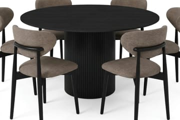 Kopparbo Matgrupp runt 130 cm Svart med 6 Molly Matstolar - Svart - Products - Möbler - Bord & matgrupp - Matgrupp