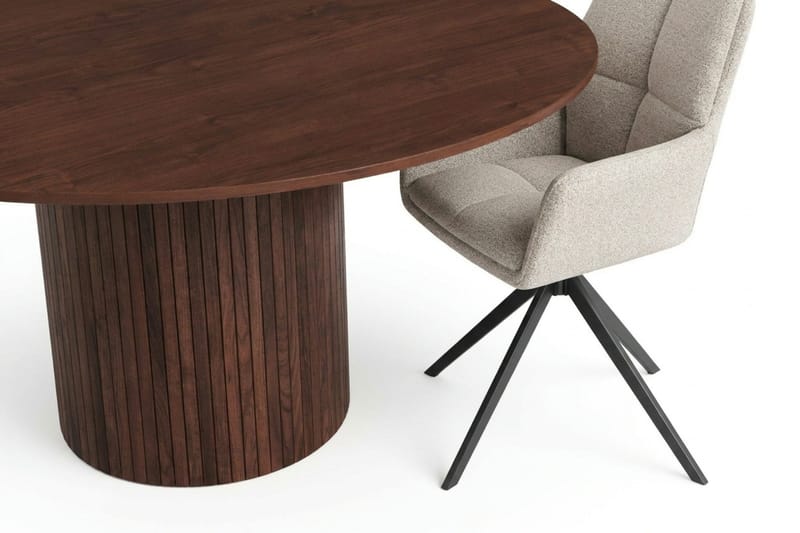 Kopparbo Matgrupp runt 150 cm Valnöt med 6 Torsby Matstolar - Valnöt - Products - Möbler - Bord & matgrupp - Matgrupp
