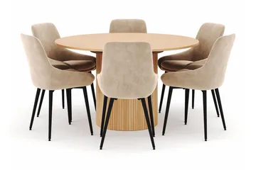 Kopparbo Rund Matgrupp 130-150 cm 6 Alsarp Matstolar - Natural - Products - Möbler - Bord & matgrupp - Matgrupp